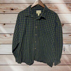 Cabela's Plaid Flannel Blue and Green Size XL